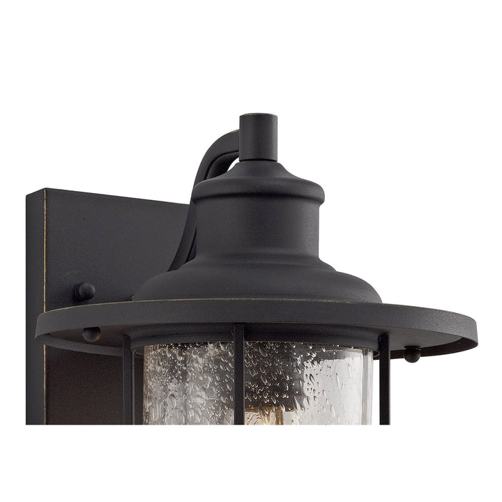 Nelson Lighting NL71959 Bosun Outdoor Wall Lamp Black/Gold With Seeded Clear Glass