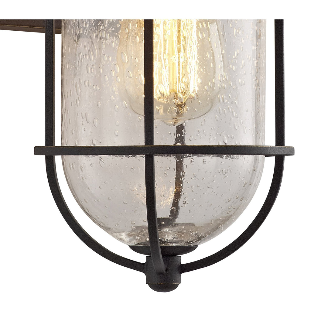Nelson Lighting NL71959 Bosun Outdoor Wall Lamp Black/Gold With Seeded Clear Glass