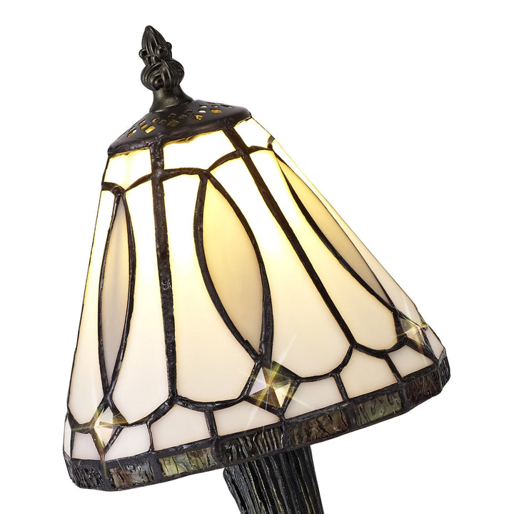 Nelson Lighting NL72179 Cami Tiffany Table Lamp White/Grey/Clear Crystal Shade