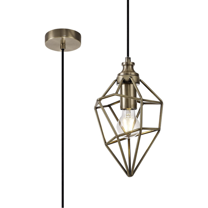 Nelson Lighting NL71309 Davie | Small Pendant Light | Antique Brass Finish