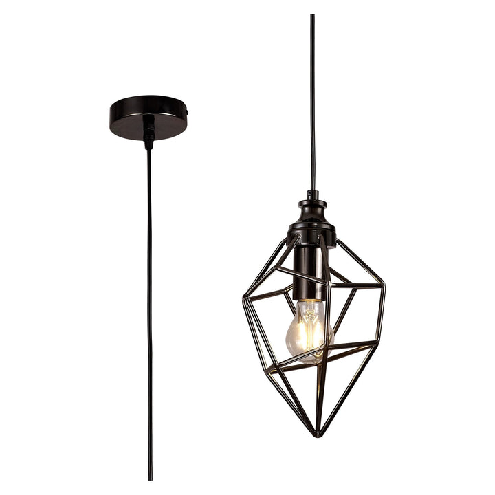 Nelson Lighting NL71389 Davie Small Pendant 1 Light Black Nickel