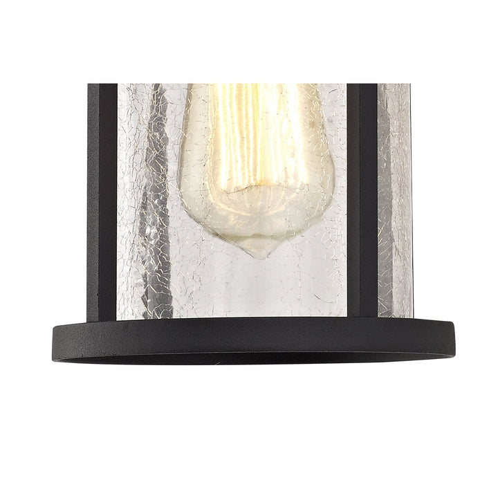 Nelson Lighting NL73189 Ellis Outdoor Wall Lamp 1 Light Black/Clear Crackled Glass
