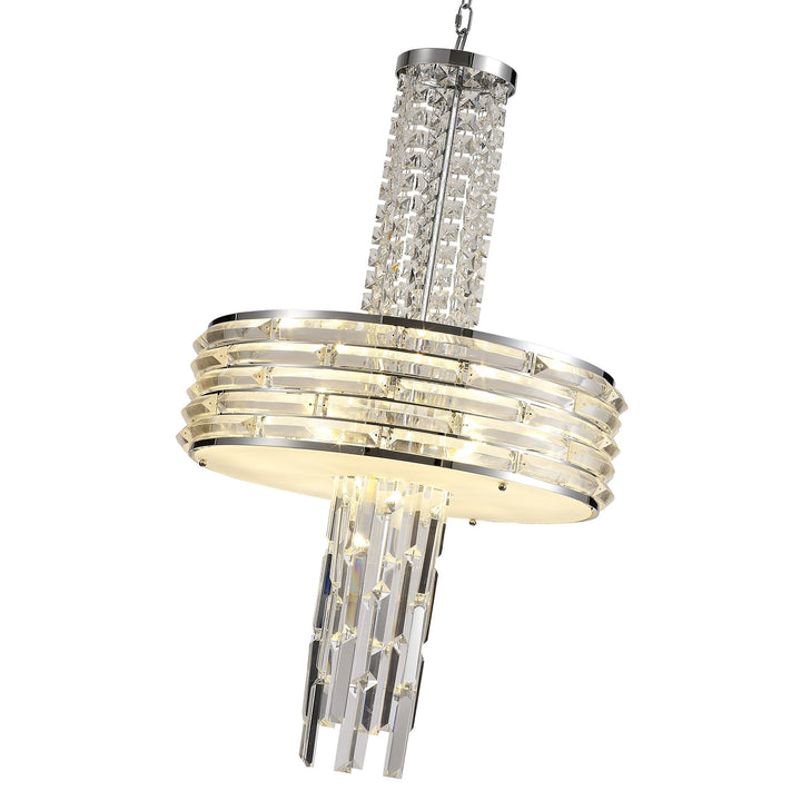 Nelson Lighting NL71149 Hooley Pendant/Semi Ceiling Convertible 7 Light Polished Chrome/Crystal