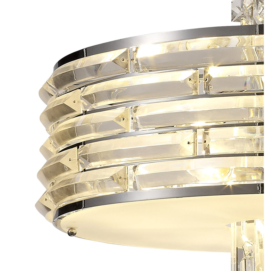 Nelson Lighting NL71149 Hooley Pendant/Semi Ceiling Convertible 7 Light Polished Chrome/Crystal