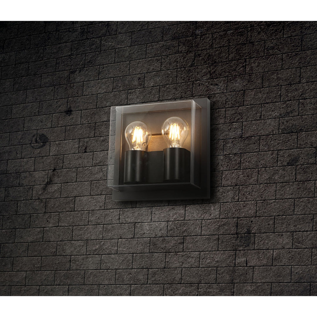Nelson Lighting NL77839 Abb Outdoor Wall Lamp 2 Light Anthracite/Clear PC