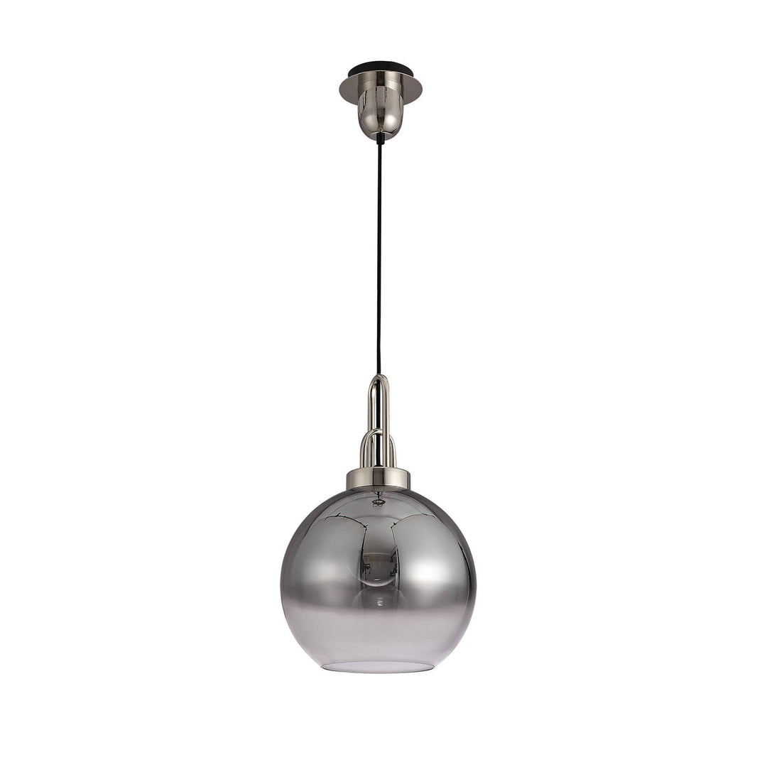 Nelson Lighting NLK00019 Acme 1 Light Pendant With 30cm Globe Glass Polished Nickel/Matt Black/Smoked/Clear