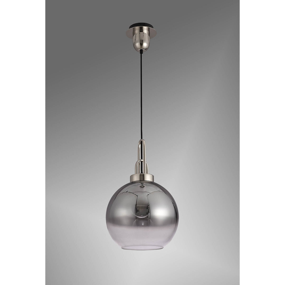 Nelson Lighting NLK00019 Acme 1 Light Pendant With 30cm Globe Glass Polished Nickel/Matt Black/Smoked/Clear