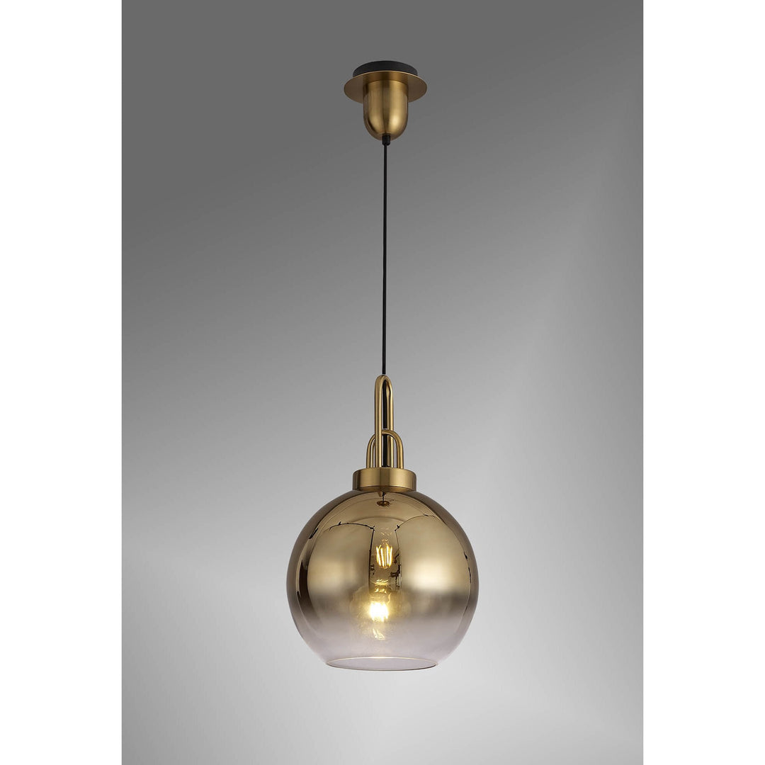 Nelson Lighting NLK00039 Acme 1 Light Pendant With 30cm Globe Glass Brass Gold/Matt Black/Clear