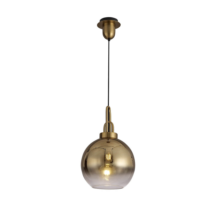 Nelson Lighting NLK00039 Acme 1 Light Pendant With 30cm Globe Glass Brass Gold/Matt Black/Clear