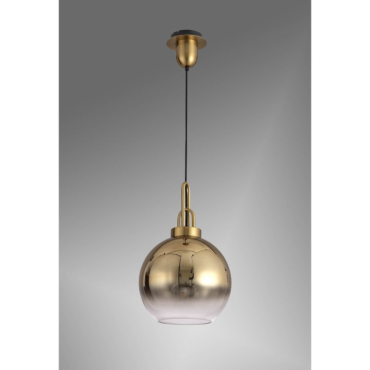 Nelson Lighting NLK00039 Acme 1 Light Pendant With 30cm Globe Glass Brass Gold/Matt Black/Clear