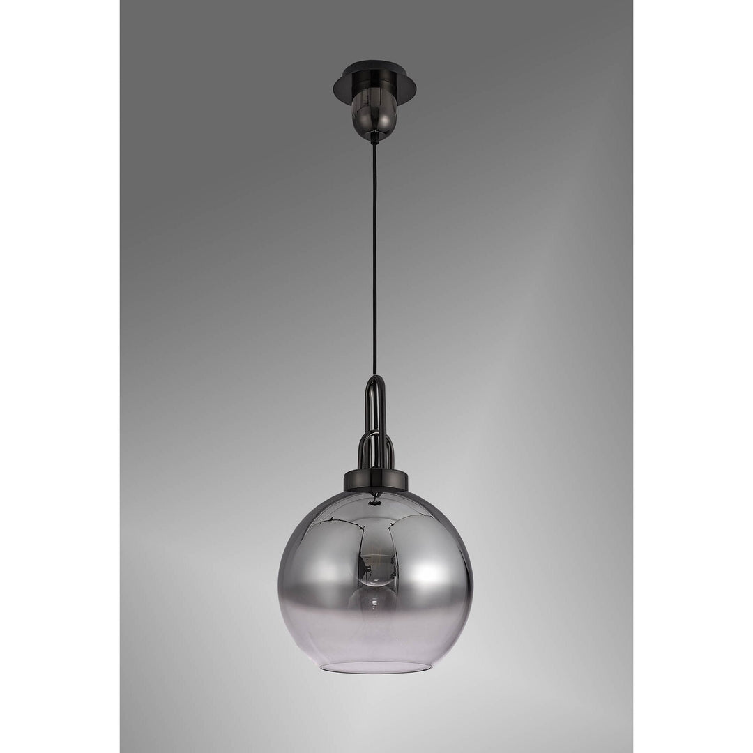 Nelson Lighting NLK00049 Acme 1 Light Pendant With 30cm Globe Glass Black Chrome/Matt Black/Smoked/Clear