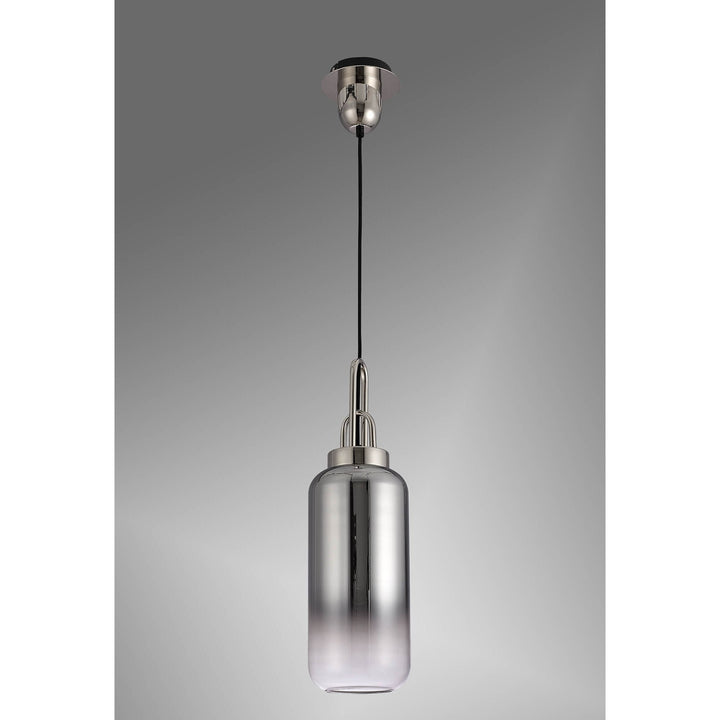 Nelson Lighting NLK03489 Acme 1 Light Pendant With 30cm Cylinder Glass Polished Nickel/Matt Black/Smoked/Clear