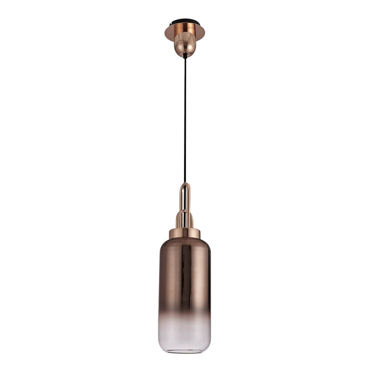 Nelson Lighting NLK03499 Acme 1 Light Pendant With 30cm Cylinder Glass Copper/Matt Black/Clear