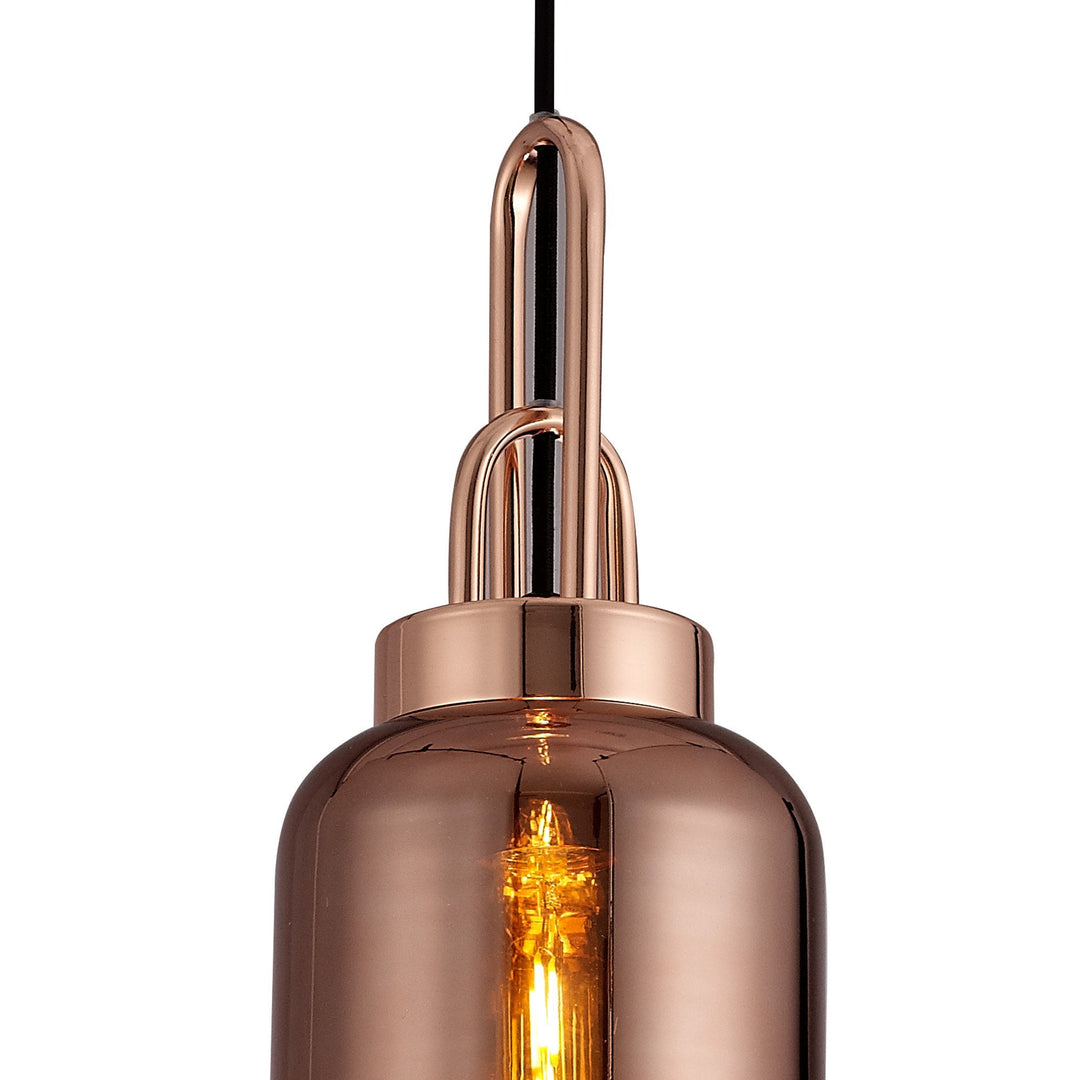 Nelson Lighting NLK03499 Acme 1 Light Pendant With 30cm Cylinder Glass Copper/Matt Black/Clear