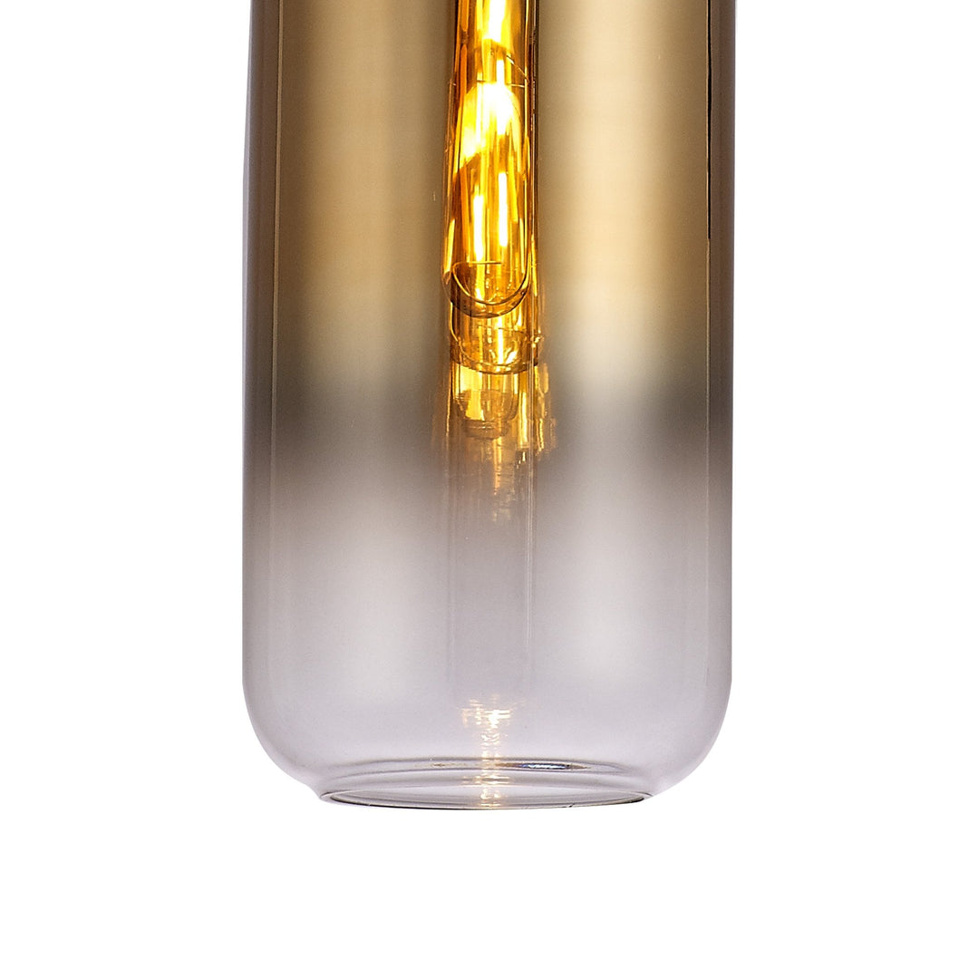 Nelson Lighting NLK03509 Acme 1 Light Pendant With 30cm Cylinder Glass Brass Gold/Matt Black/Clear