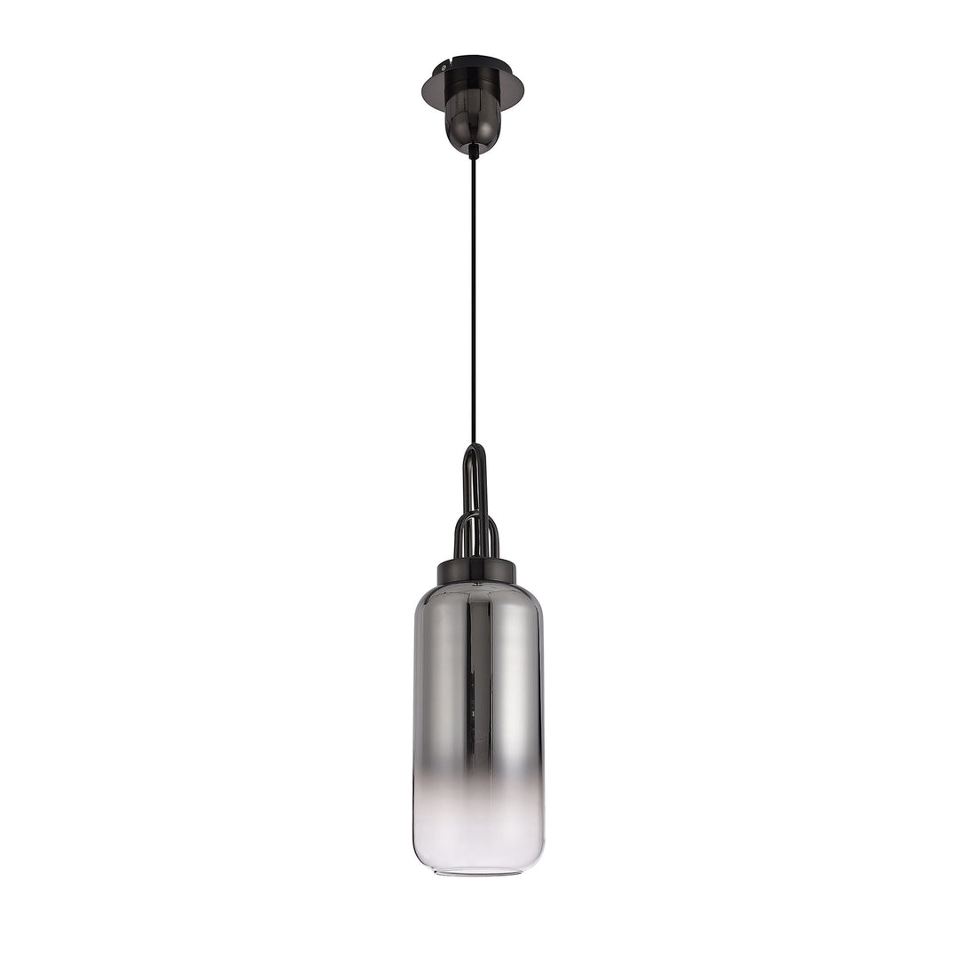 Nelson Lighting NLK03519 Acme 1 Light Pendant With 30cm Cylinder Glass Black Chrome/Matt Black/Smoked/Clear