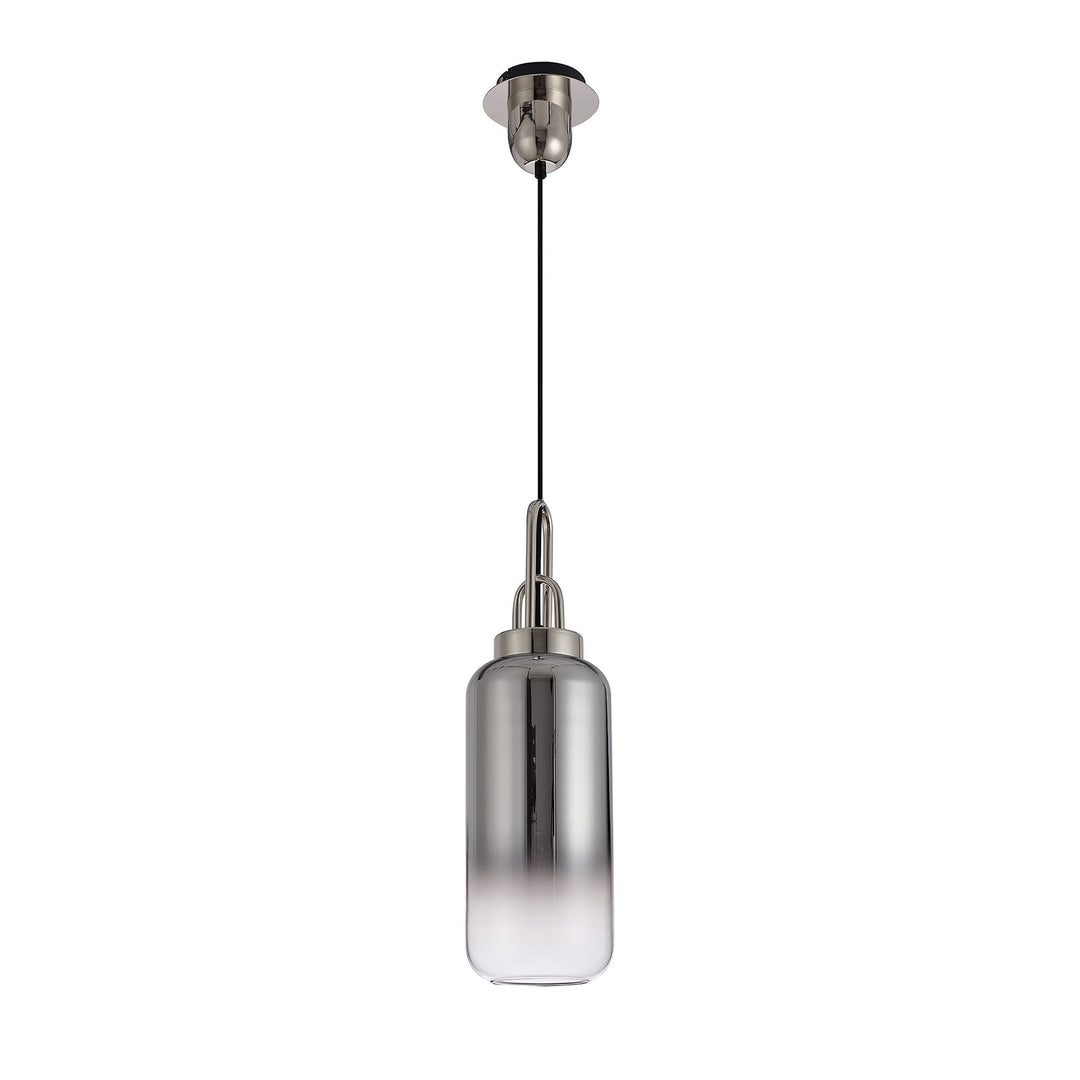 Nelson Lighting NLK03519 Acme 1 Light Pendant With 30cm Cylinder Glass Black Chrome/Matt Black/Smoked/Clear