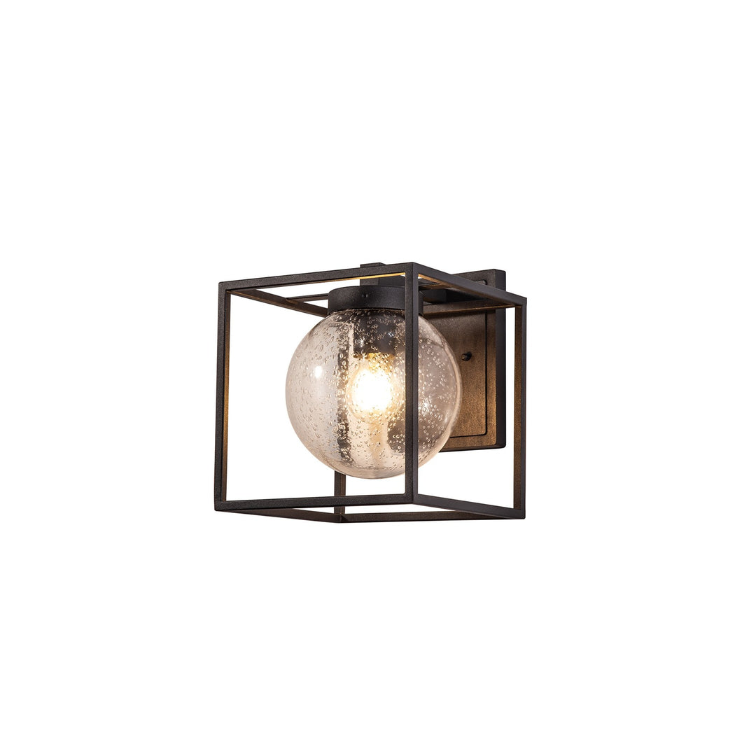 Nelson Lighting NL77819 Ammer Outdoor Down Wall Lamp 1 Light Anthracite/Clear Seeded Glass