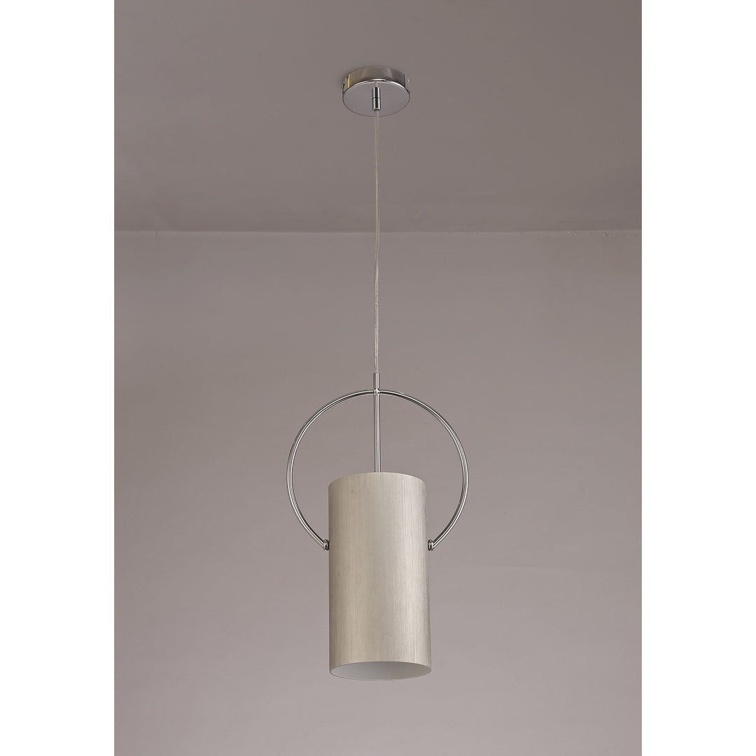 Nelson Lighting NL74079 Amo Single Pendant Satin Nickel/Polished Chrome