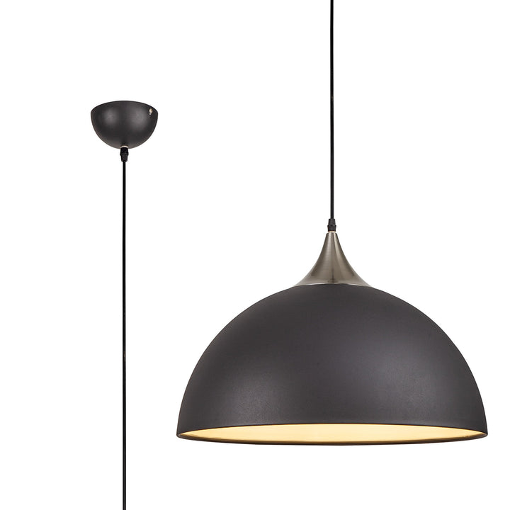 Nelson Lighting NL81989 Ava 50cm Large Pendant Graphite/Satin Nickel