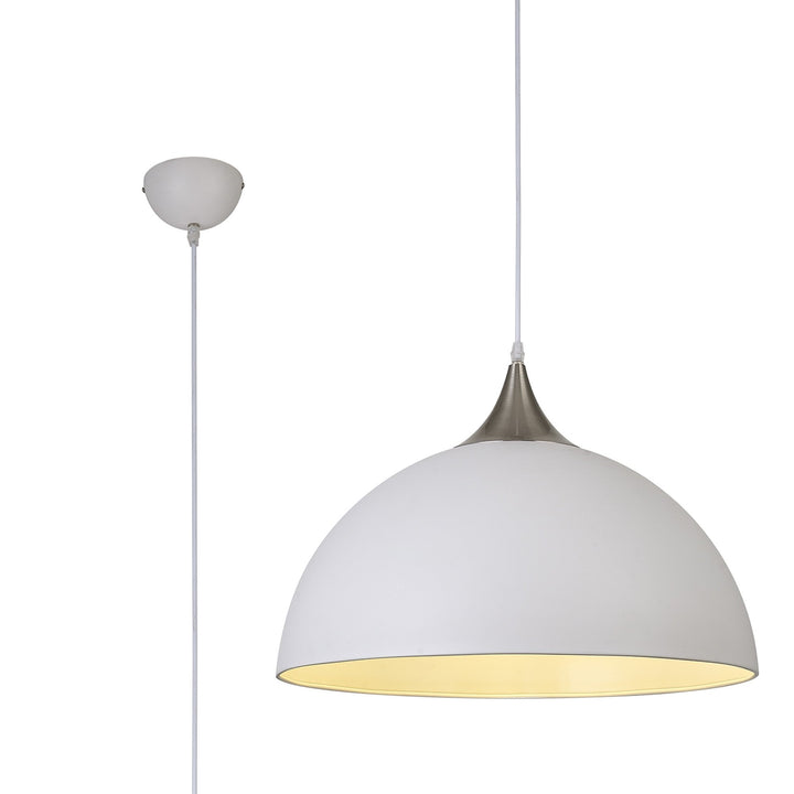 Nelson Lighting NL82009 | Ava Large Pendant | Sand White and Satin Nickel