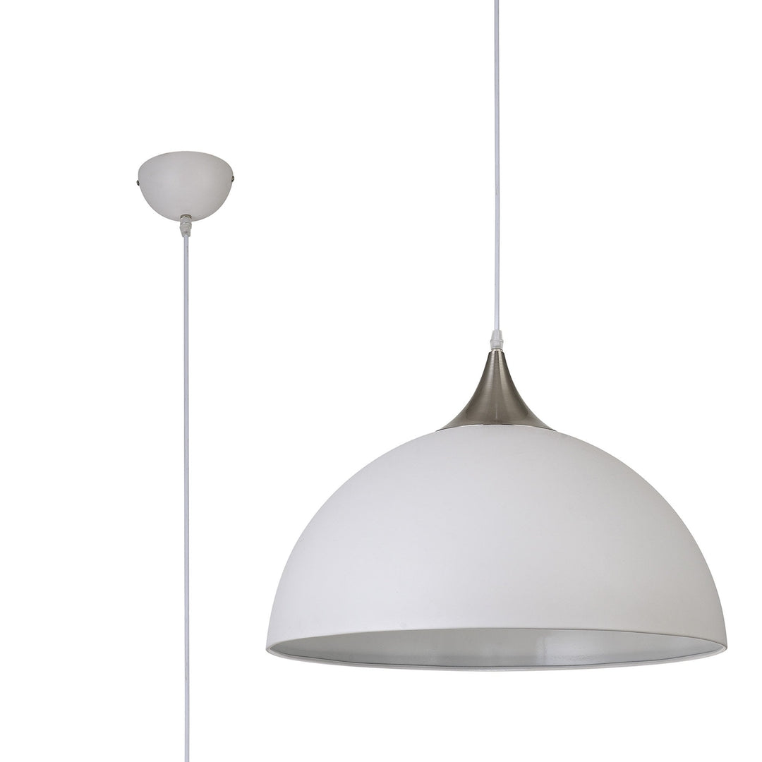 Nelson Lighting NL82009 | Ava Large Pendant | Sand White and Satin Nickel