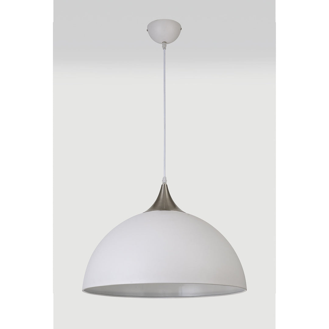 Nelson Lighting NL82009 | Ava Large Pendant | Sand White and Satin Nickel