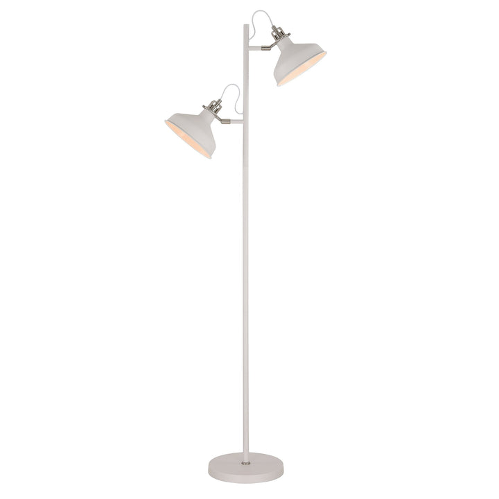 Nelson Lighting NL77219 | Barnie Floor Lamp 2 Light | Sand White/Satin Nickel/White
