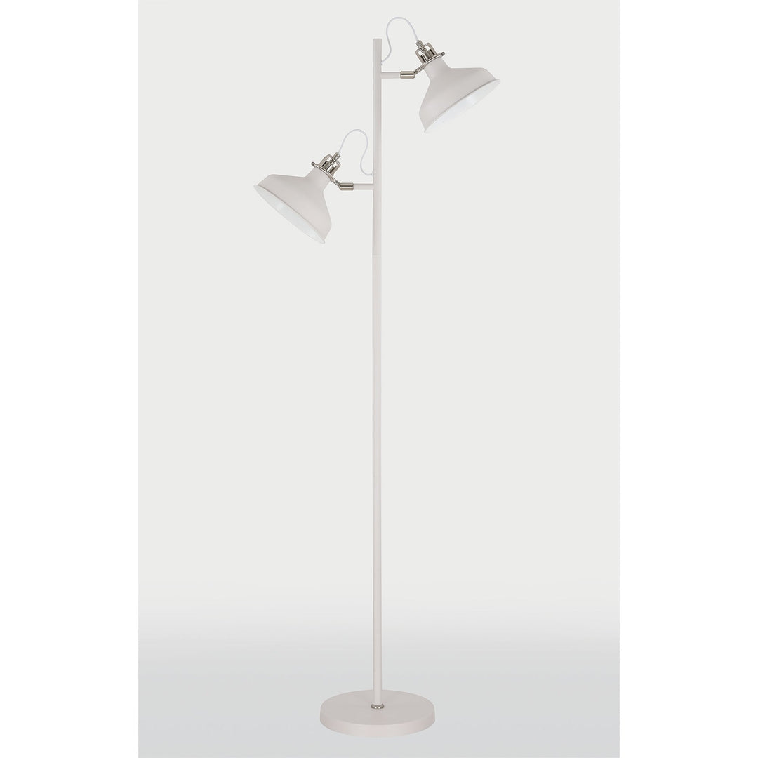 Nelson Lighting NL77219 | Barnie Floor Lamp 2 Light | Sand White/Satin Nickel/White