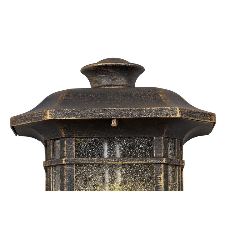 Nelson Lighting NL75819 Biello Outdoor Half Wall Lamp 1 Light Brushed Black Gold/Seeded Glass