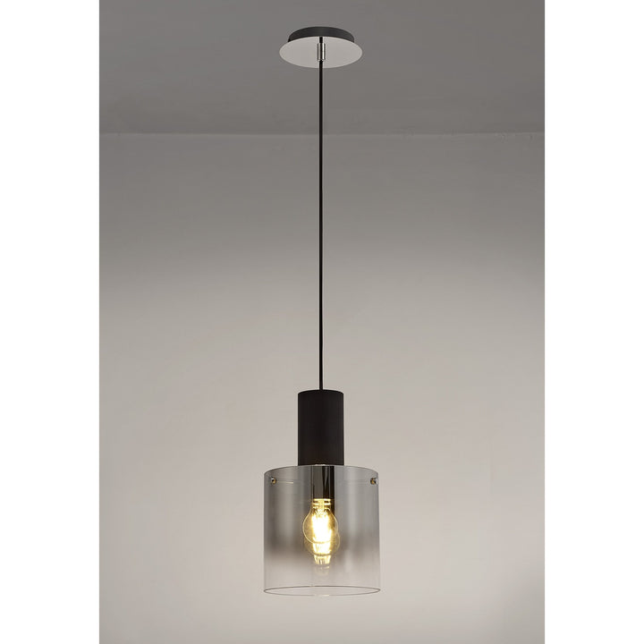 Nelson Lighting NL75899 Blade Single Pendant 1 Light Adjustable Black/Smoke Fade Glass