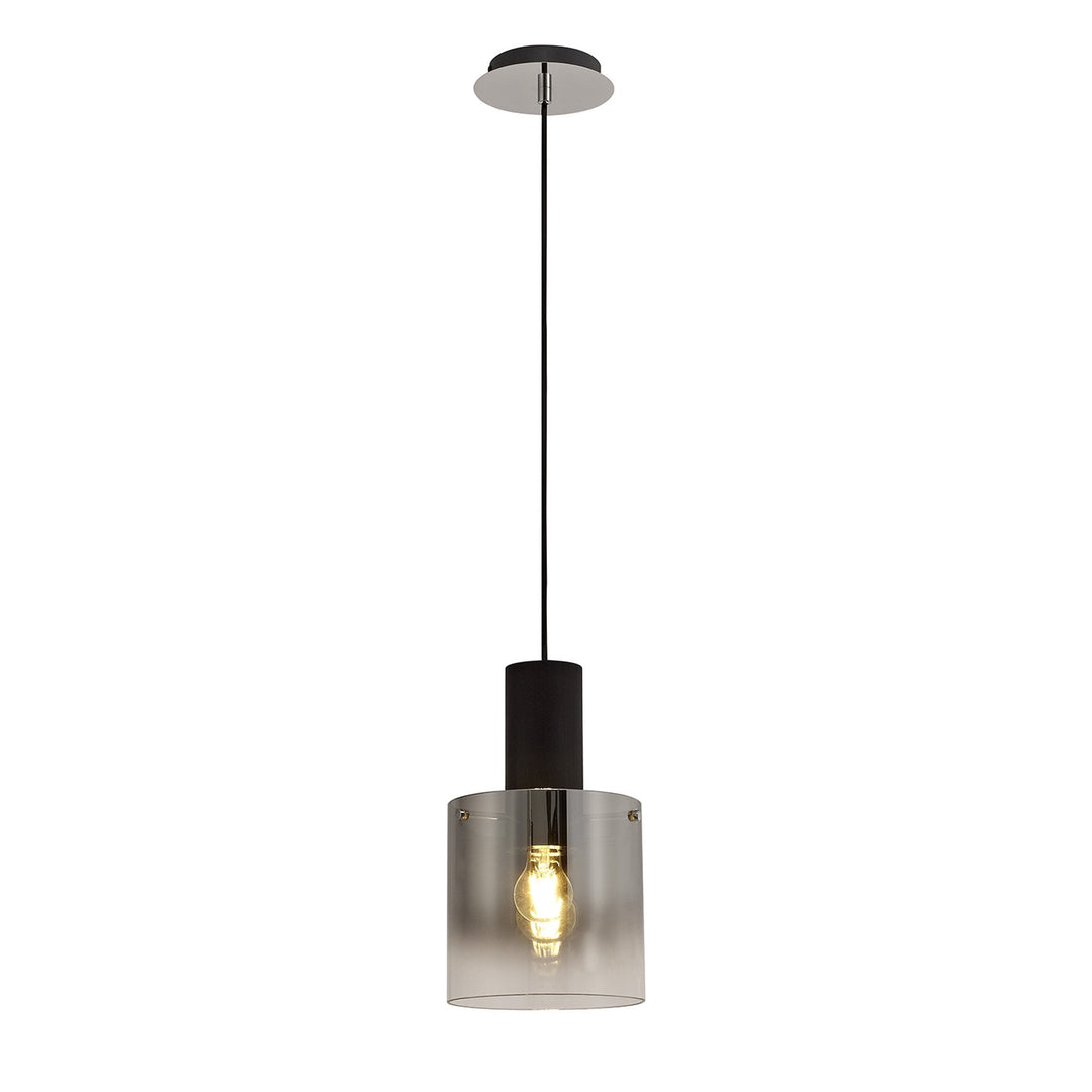 Nelson Lighting NL75899 Blade Single Pendant 1 Light Adjustable Black/Smoke Fade Glass