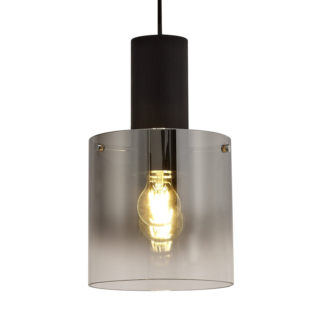 Nelson Lighting NL75899 Blade Single Pendant 1 Light Adjustable Black/Smoke Fade Glass