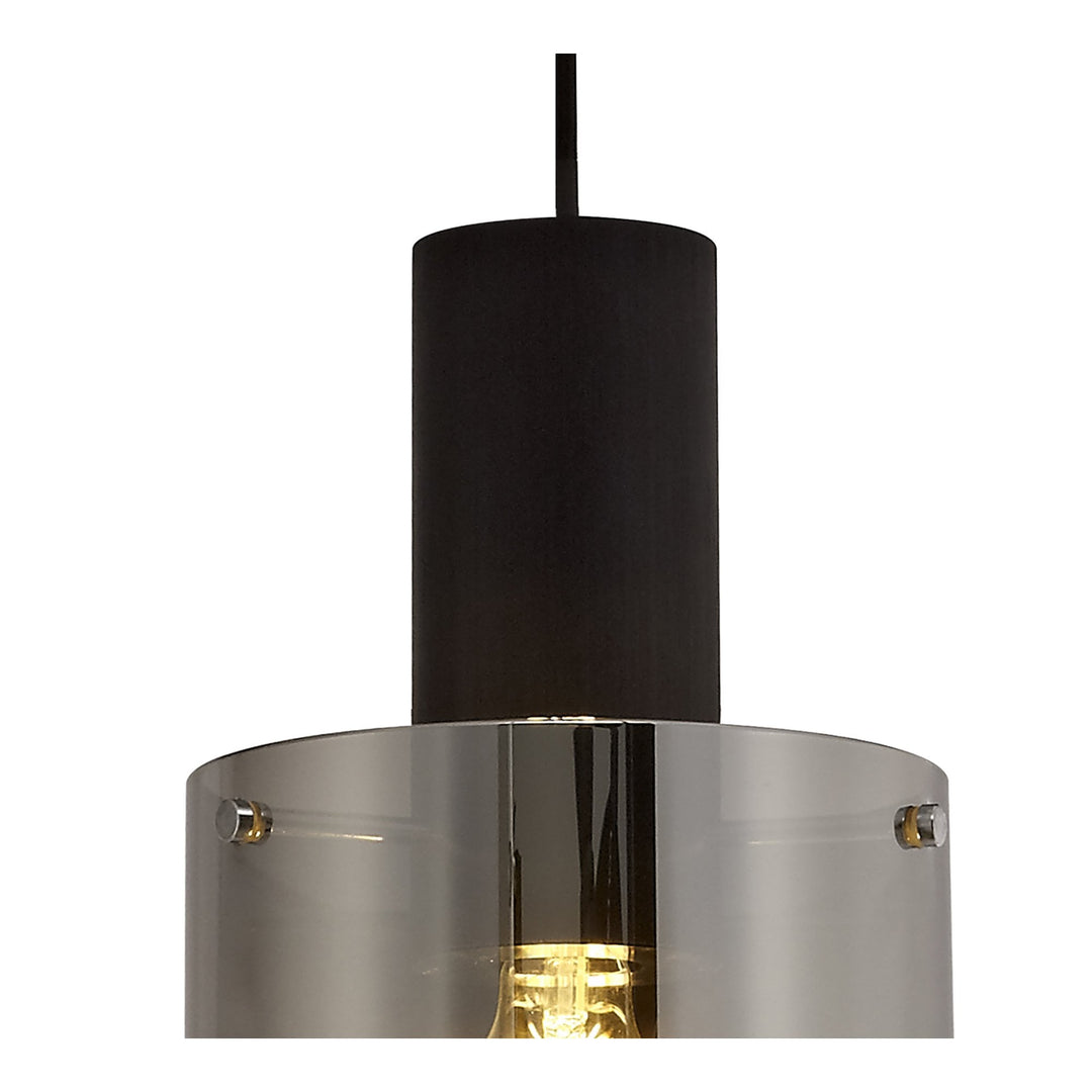 Nelson Lighting NL75899 Blade Single Pendant 1 Light Adjustable Black/Smoke Fade Glass