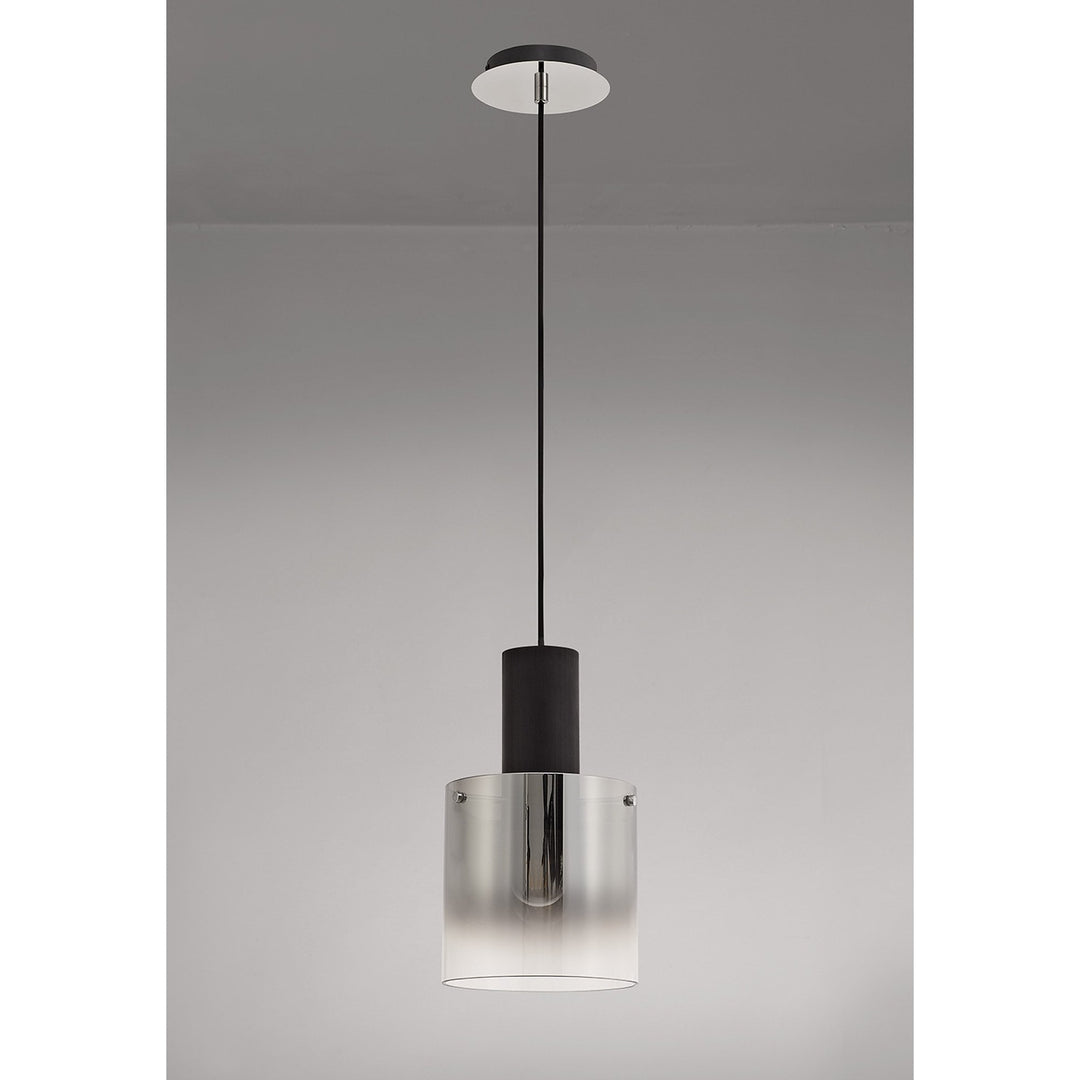 Nelson Lighting NL75899 Blade Single Pendant 1 Light Adjustable Black/Smoke Fade Glass