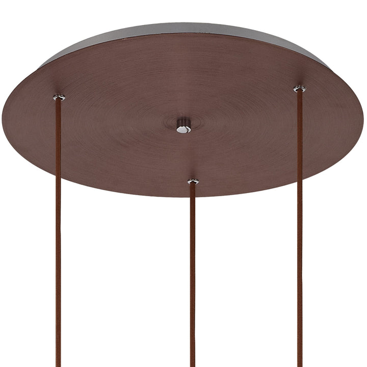 Nelson Lighting NL82639 Blade Round Pendant 3 Light Adjustable Mocha/Amber Glass