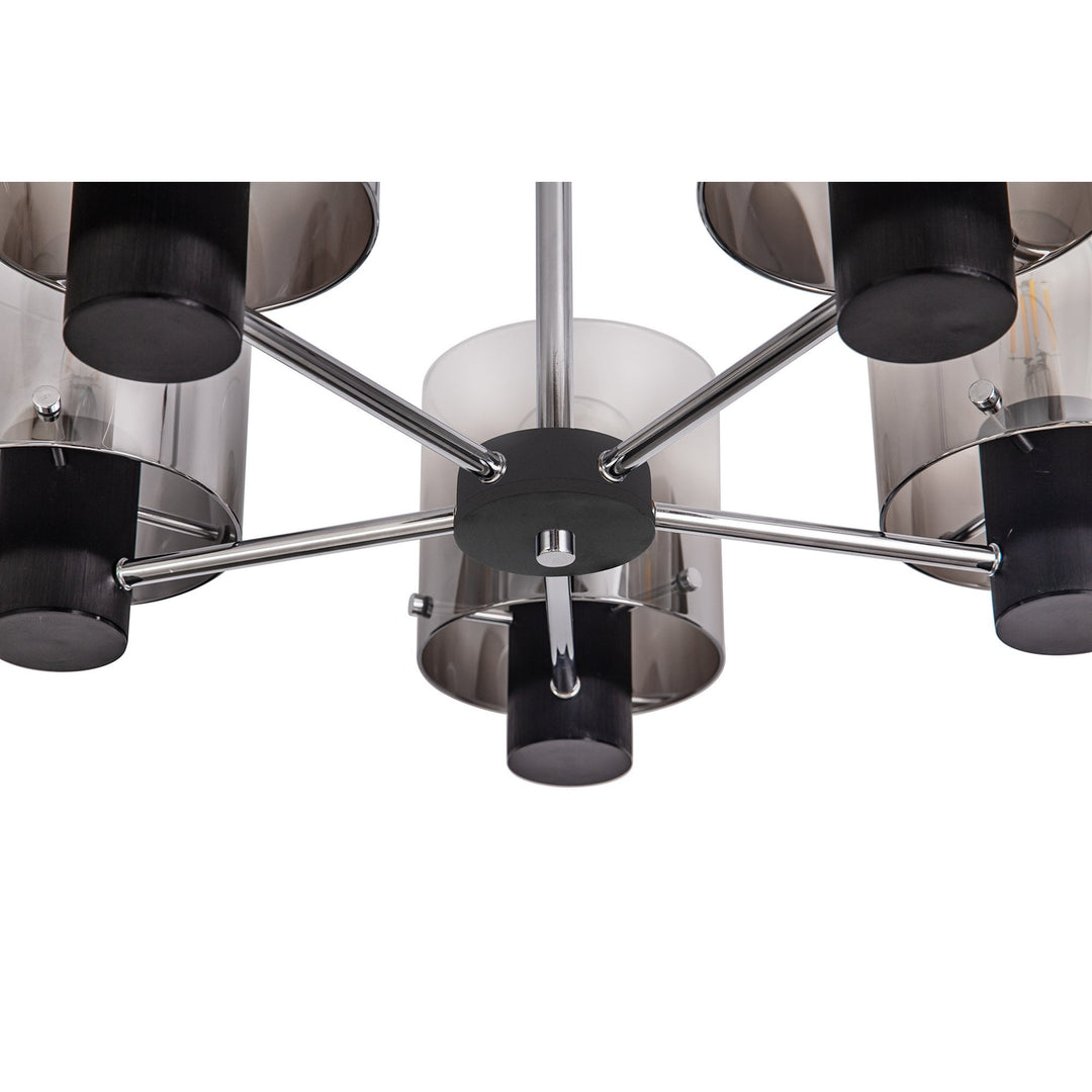 Nelson Lighting NL84029 Blade Semi Ceiling 5 Light Black/Smoke Fade Glass