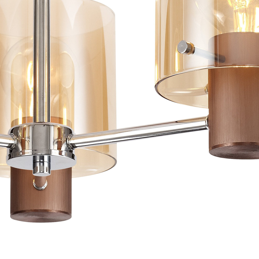 Nelson Lighting NL84039 Blade Semi Ceiling 3 Light Mocha/Amber Glass