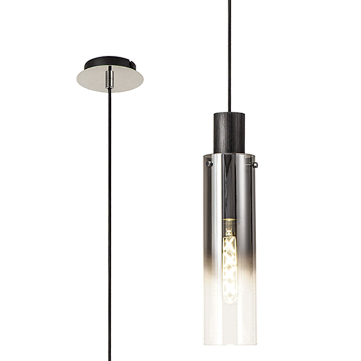 Nelson Lighting NL84889 | Blade Slim Pendant | Adjustable | Black/Smoke Glass