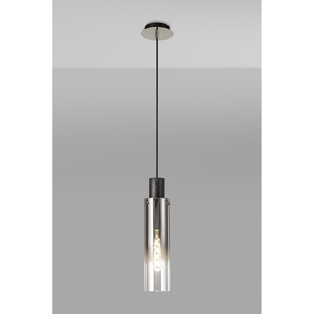 Nelson Lighting NL84889 | Blade Slim Pendant | Adjustable | Black/Smoke Glass