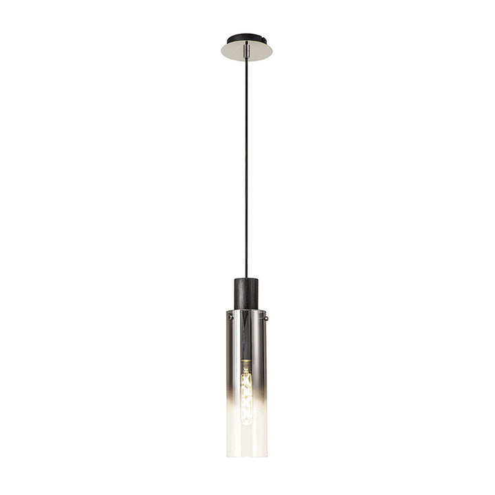 Nelson Lighting NL84889 | Blade Slim Pendant | Adjustable | Black/Smoke Glass