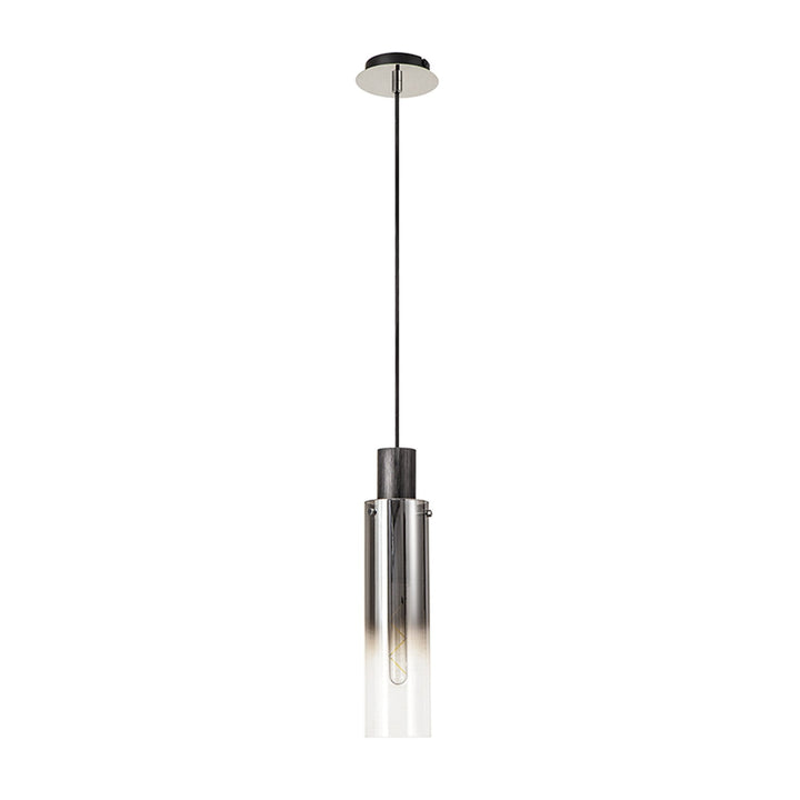 Nelson Lighting NL84889 | Blade Slim Pendant | Adjustable | Black/Smoke Glass