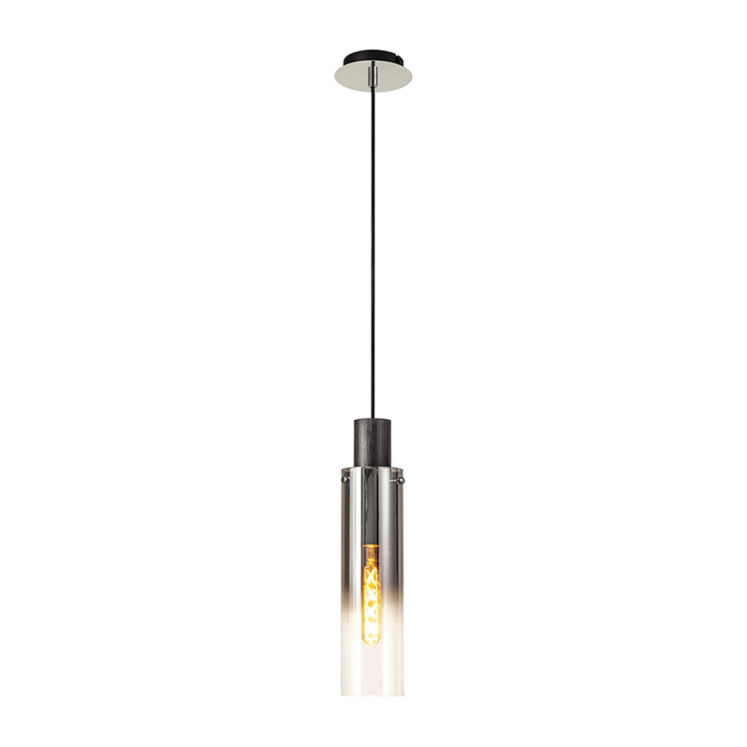 Nelson Lighting NL84889 | Blade Slim Pendant | Adjustable | Black/Smoke Glass