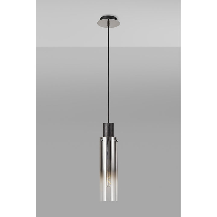 Nelson Lighting NL84889 | Blade Slim Pendant | Adjustable | Black/Smoke Glass