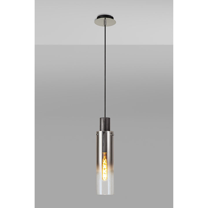 Nelson Lighting NL84889 | Blade Slim Pendant | Adjustable | Black/Smoke Glass