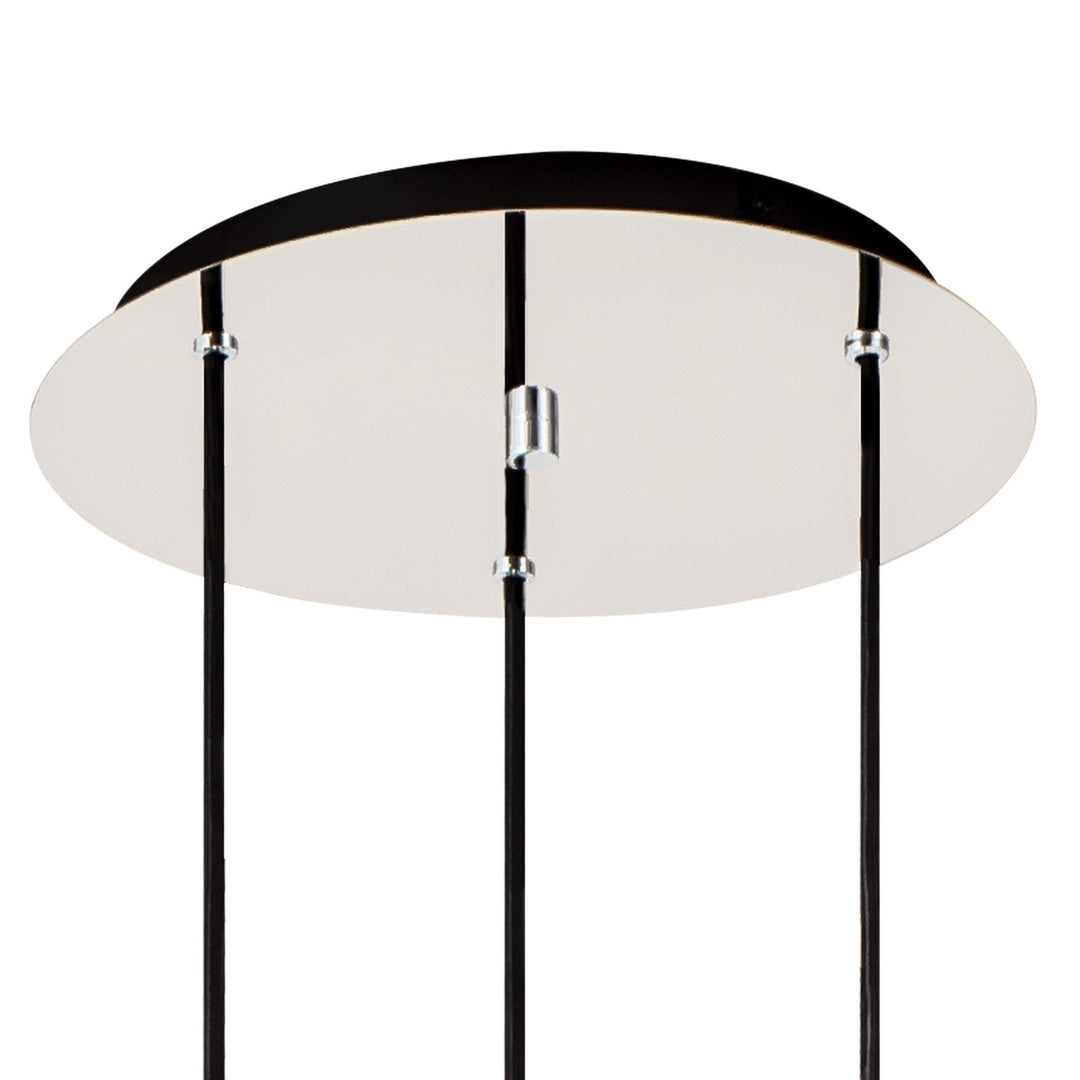 Nelson Lighting NL84899 Blade Slim Round Pendant 3 Light Adjustable Black/Smoke Fade Glass