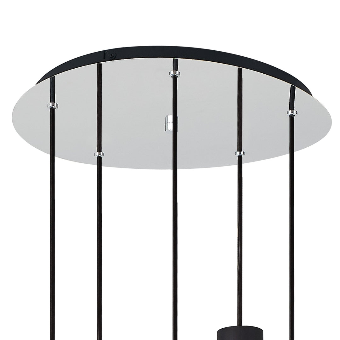 Nelson Lighting NL84909 Blade Slim Round Pendant 5 Light Adjustable Black/Smoke Fade Glass