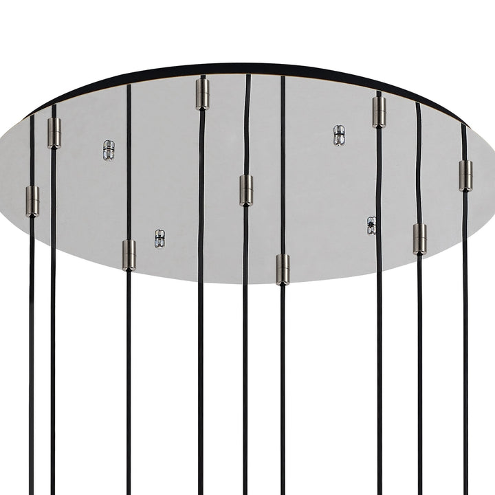 Nelson Lighting NL84919 | Blade Slim Round Pendant | 9 Light Adjustable Black/Smoke Fade Glass