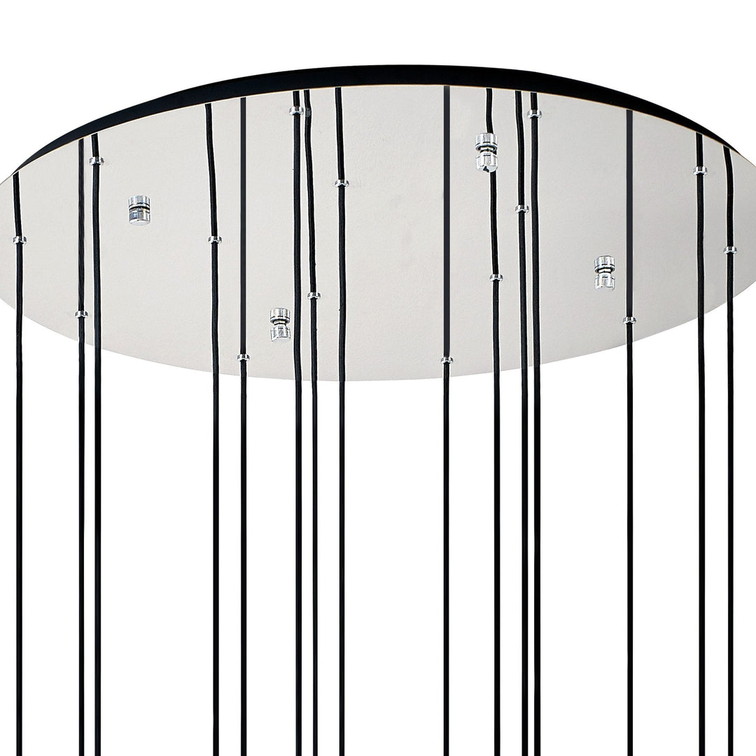 Nelson Lighting NL84929 Blade Slim Round Pendant 15 Light Adjustable Black/Smoke Fade Glass