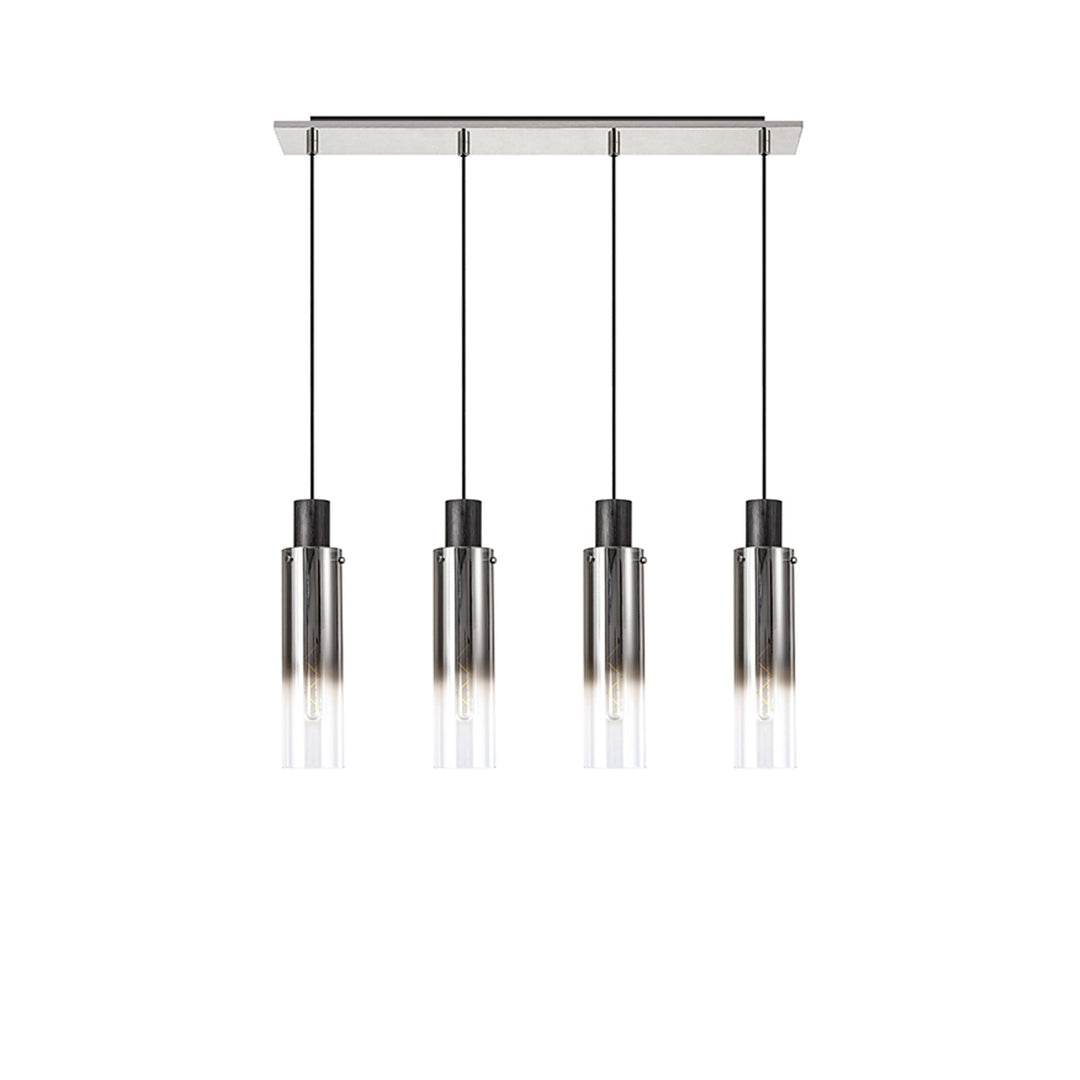 Nelson Lighting NL84949 Blade Slim Linear Pendant 4 Light Adjustable Black/Smoke Fade Glass